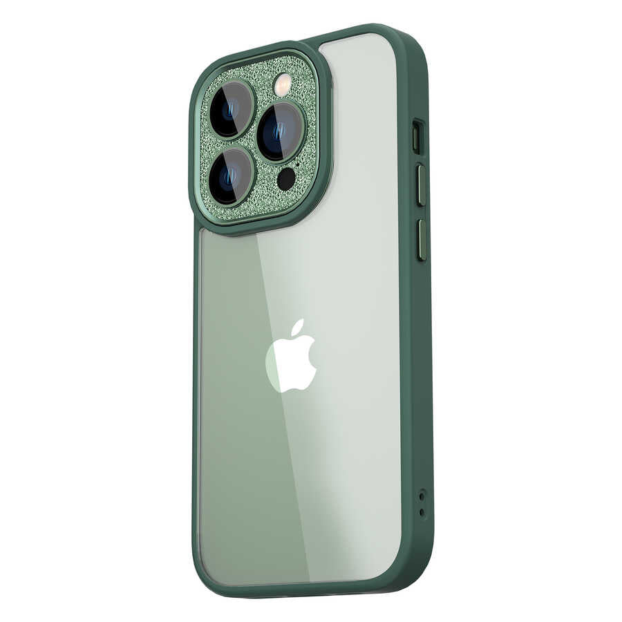 Apple iPhone 14 Pro Max Kılıf Wiwu GCC-105 Lens Korumalı Renkli Kenar Arkası Şeffaf Multicolor Kapak