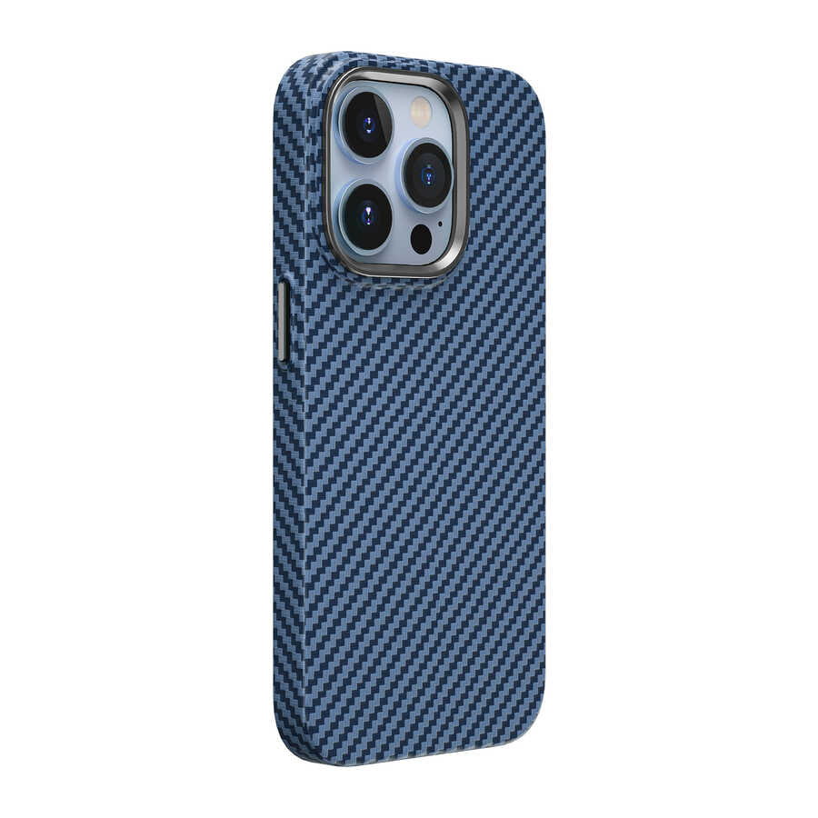 Apple iPhone 14 Pro Max Kılıf Wiwu Karbon Fiber Görünümlü M-safe Wireless Şarj Özellikli Kabon Kapak