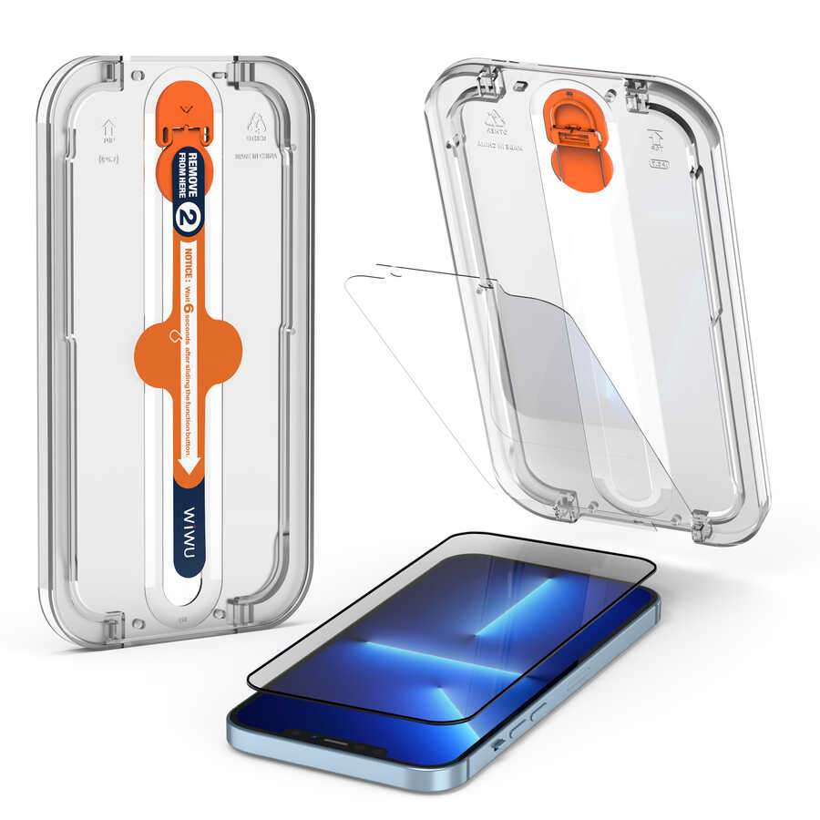 iPhone 14 Wiwu Easy İnstall iVista Super Hardness Ekran Koruyucu Siyah