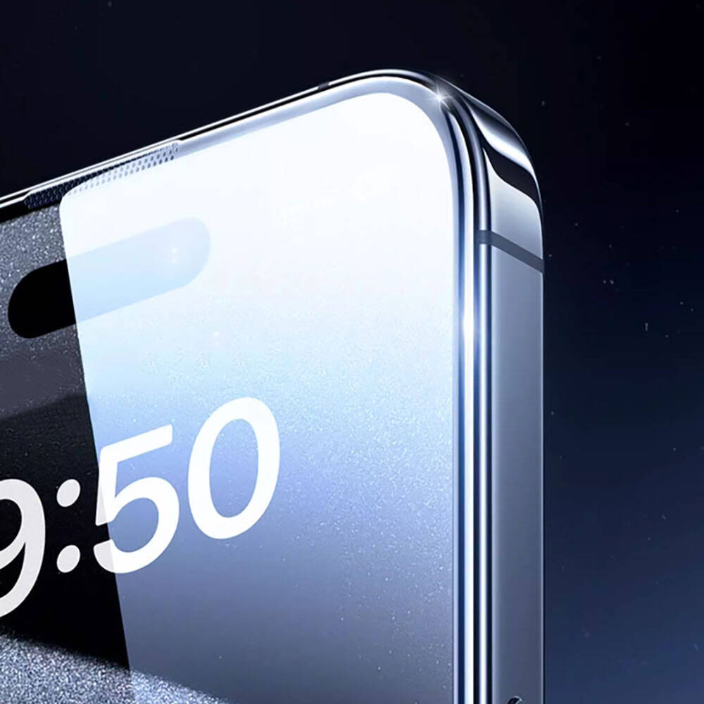 iPhone 14 Wiwu GT-008 Polimer Oleofobik Kaplama Şeffaf Pürüzsüz Temperli Cam Ekran Koruyucu 10'lu Paket Siyah