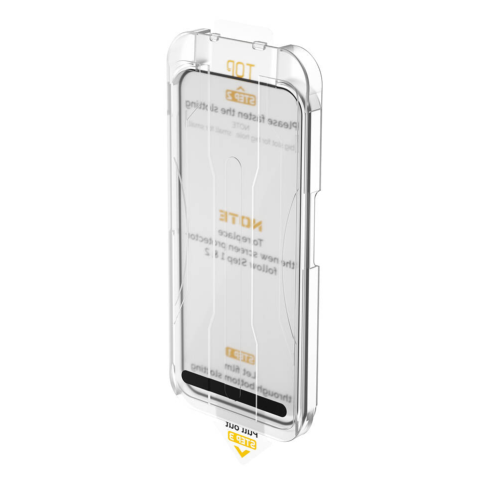 iPhone 14 Wiwu SQ-008 Oleofobik Easy Install Darbeye Karşı Dayanıklı Temperli Cam Ekran Koruyucu + Kolay Uygulama Aparatlı Siyah