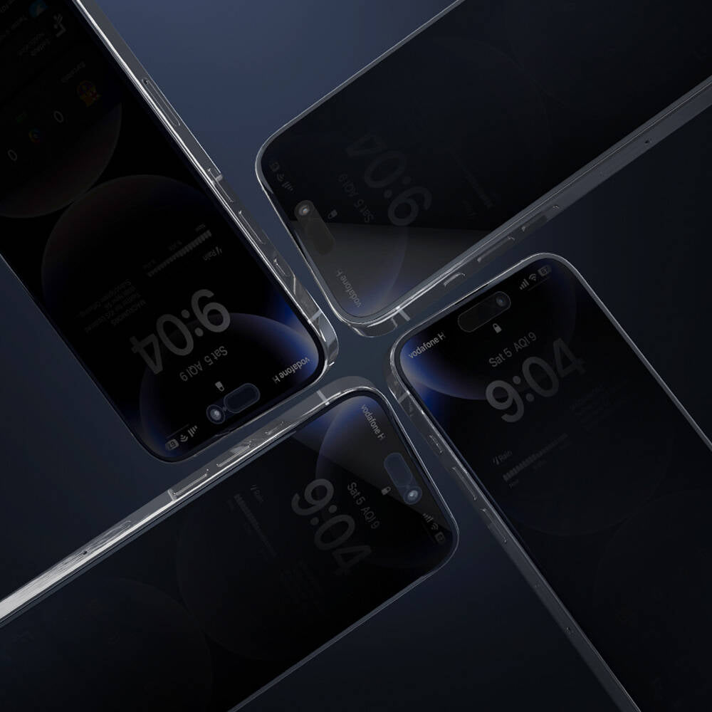 iPhone 14 Wiwu Wi-SQ009 Easy Install iPrivacy 360° Anti-Peep Oleofobik Temperli Cam Ekran Koruyucu + Kolay Uygulama Aparatlı Siyah