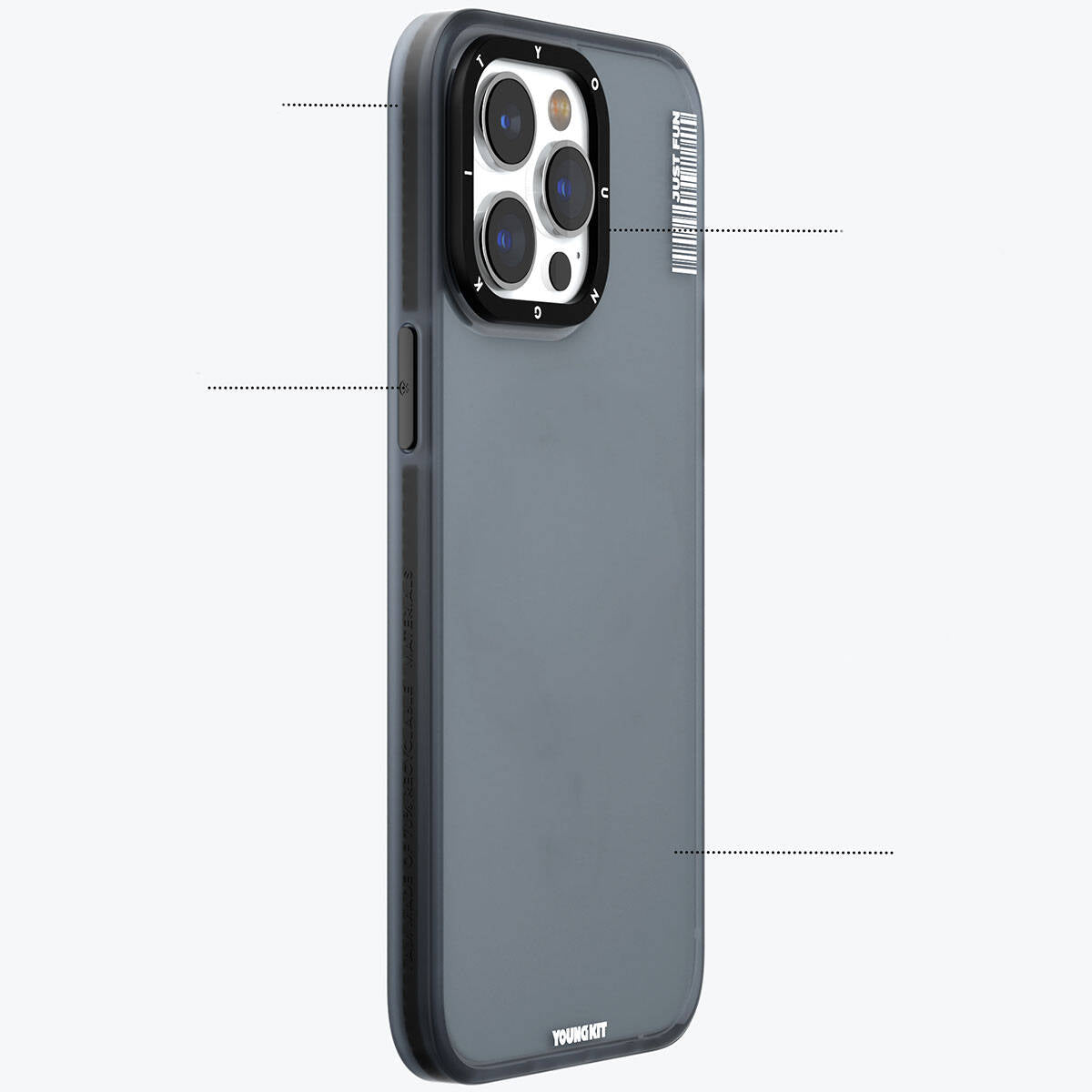 iPhone 15 Kılıf Buzlu Mat Tasarım Youngkit Colored Sand Serisi Kılıf Mavi