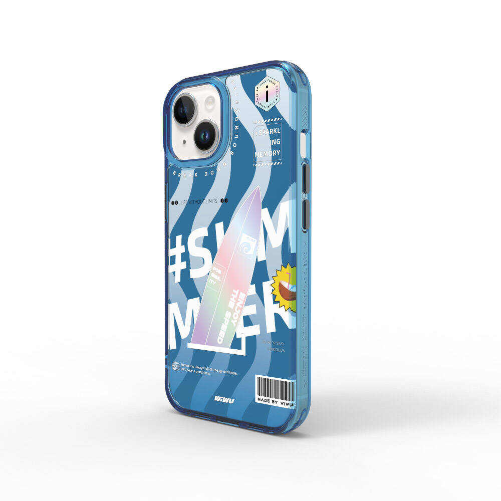 iPhone 15 Kılıf Çift Katman Desenli Wiwu Summer Serisi Kılıf Pembe