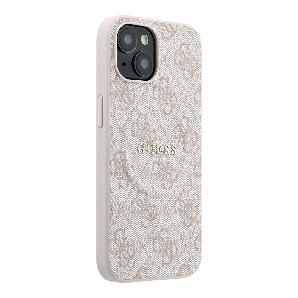Apple iPhone 15 Kılıf Guess Orjinal Lisanslı M-safe Kabartmalı 4G Desenli Yazı Logolu Kapak