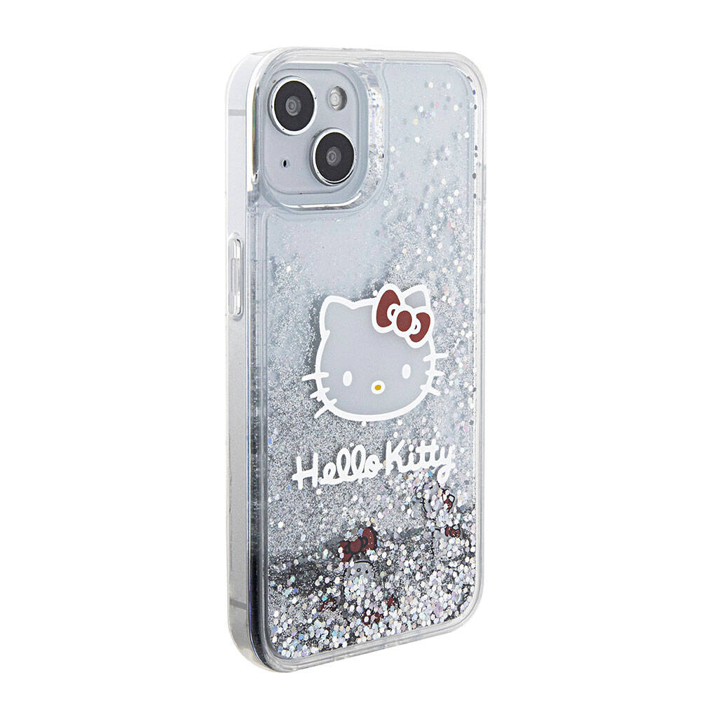 iPhone 15 Kılıf Hello Kitty Orjinal Lisanslı İkonik Sıvılı Glitter Kılıf Renksiz