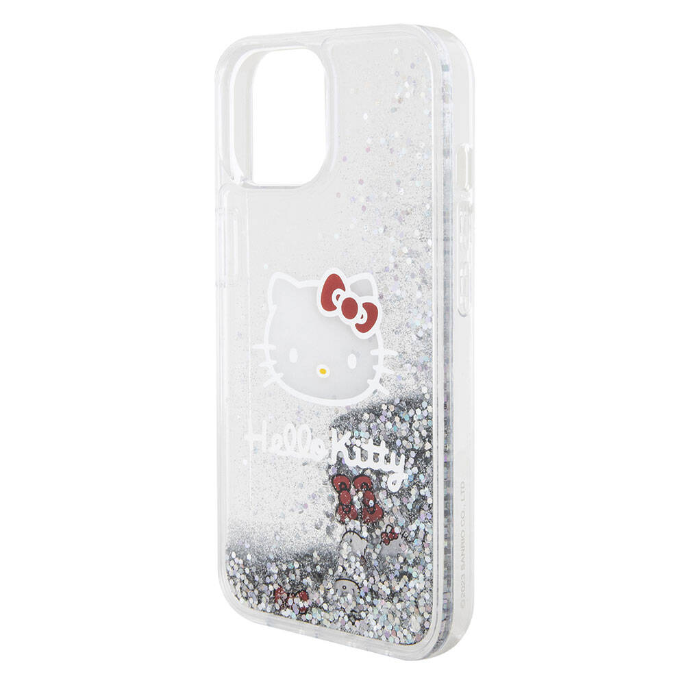 iPhone 15 Kılıf Hello Kitty Orjinal Lisanslı İkonik Sıvılı Glitter Kılıf Renksiz