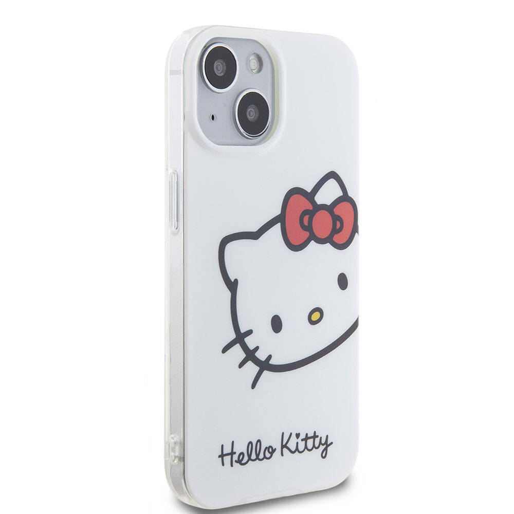 iPhone 15 Kılıf Hello Kitty Orjinal Lisanslı Yazı ve İkonik Logolu Kitty Head Kılıf Pembe