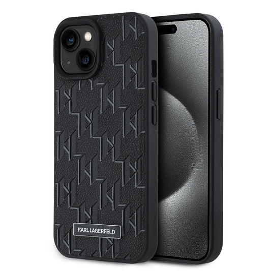 Apple iPhone 15 Kılıf Karl Lagerfeld Orjinal Lisanslı M-safe Şarj Özellikli KL Yazılı Hot Stamp Kapak
