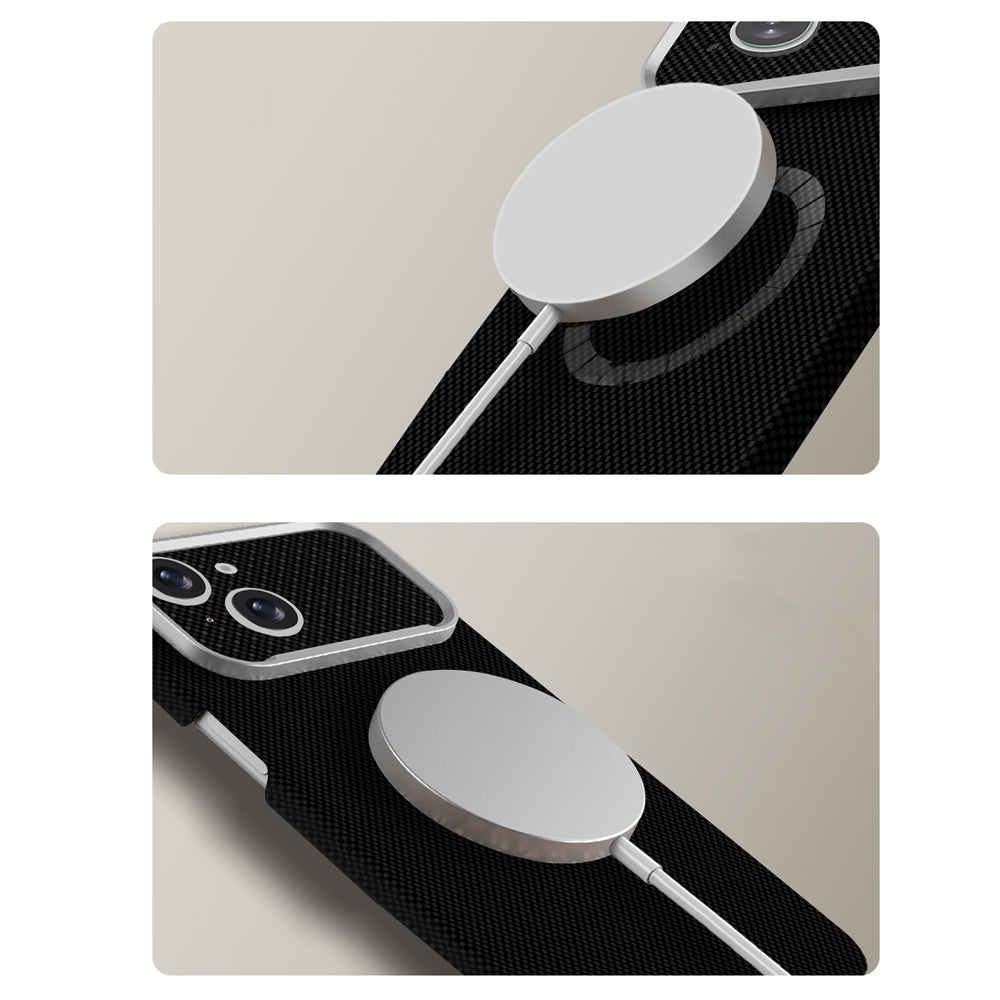 Apple iPhone 15 Kılıf M-Safe Şarj Özellikli Zore Paris Zerre Sert PC Kapak