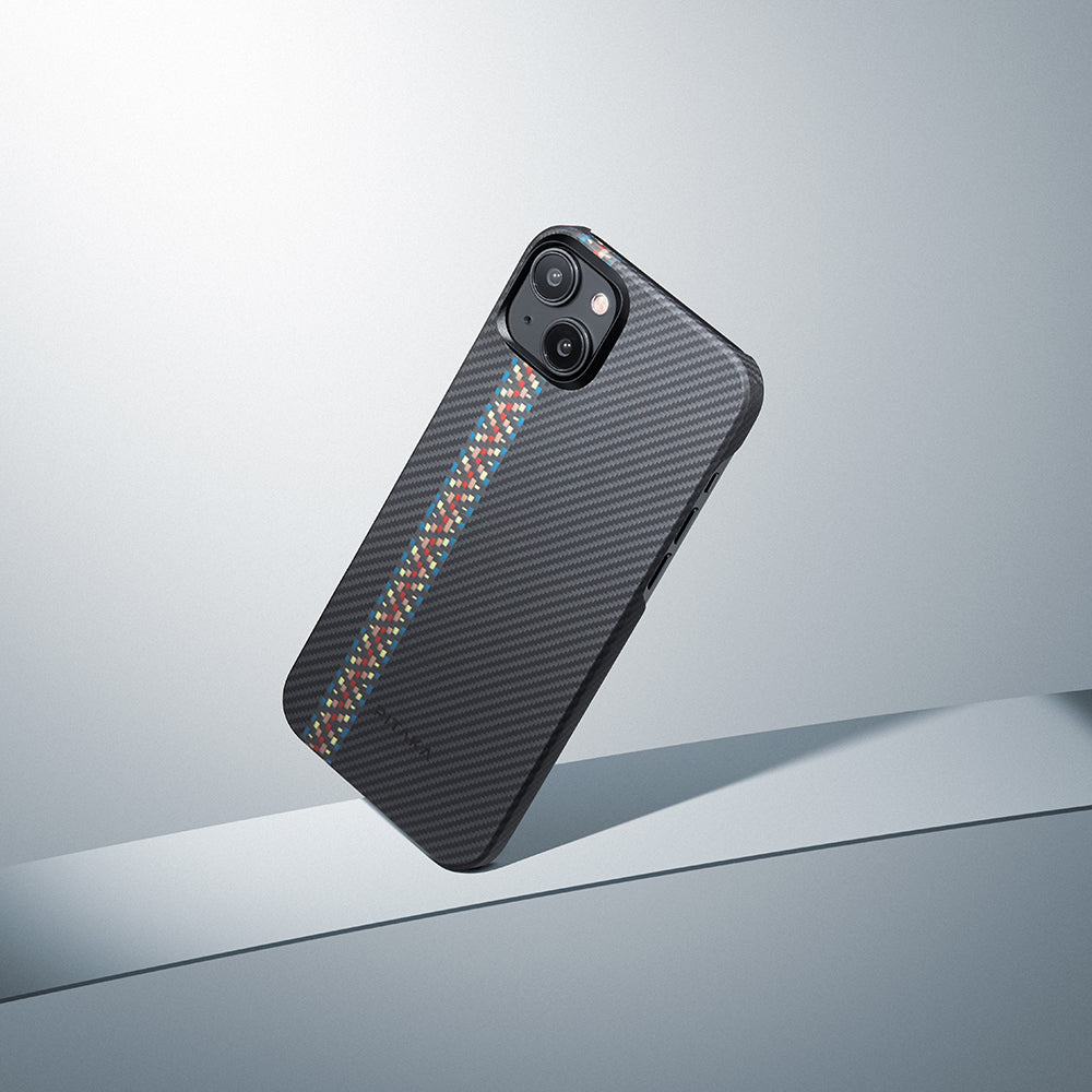 iPhone 15 Kılıf Magsafe Şarj Özellikli 600D Aramid Fiber Pitaka Tactile Woven Orchestra Serisi Rhapsody Kılıf Siyah