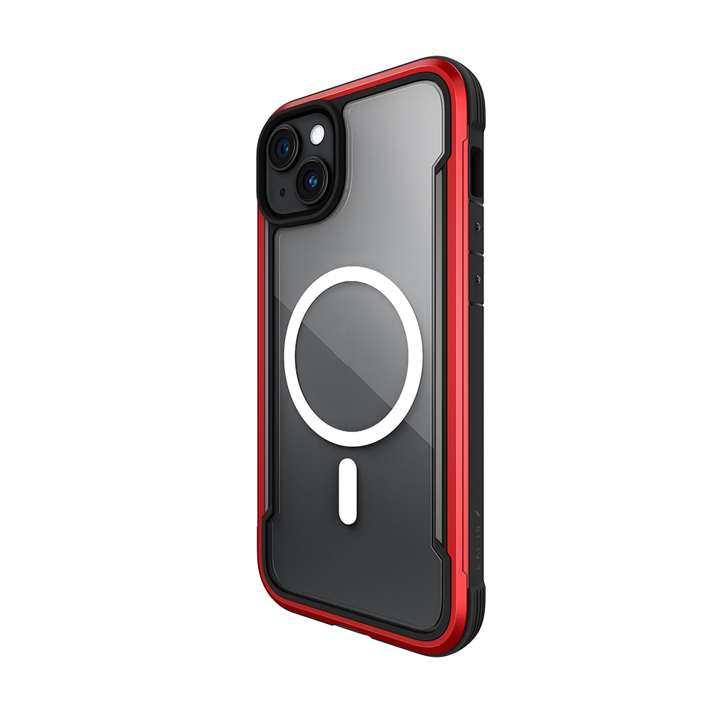 Apple iPhone 15 Kılıf M-safe Şarj Özellikli Airbagli Raptic Shield Serisi Şeffaf Arka Yüzey Kapak Kırmızı