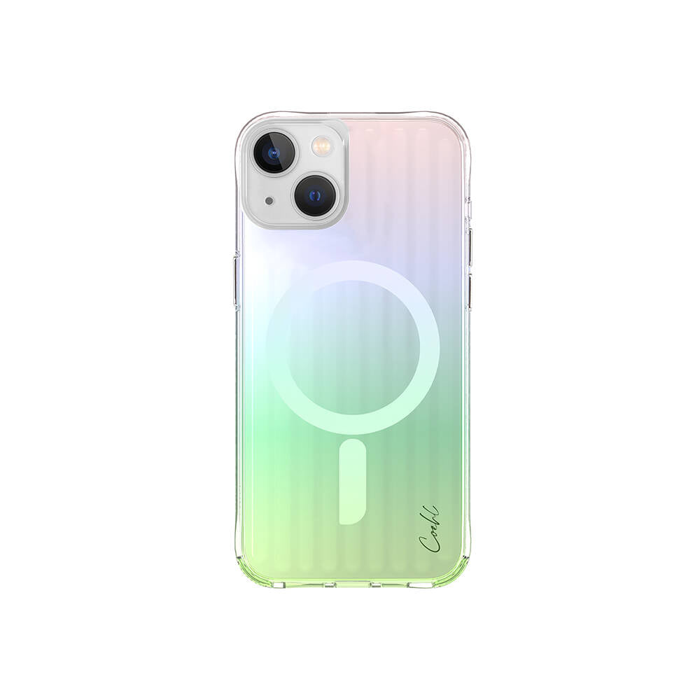 iPhone 15 Kılıf Magsafe Şarj Özellikli Parlayan Arka Yüzey Coehl Linear Kılıf Yeşil