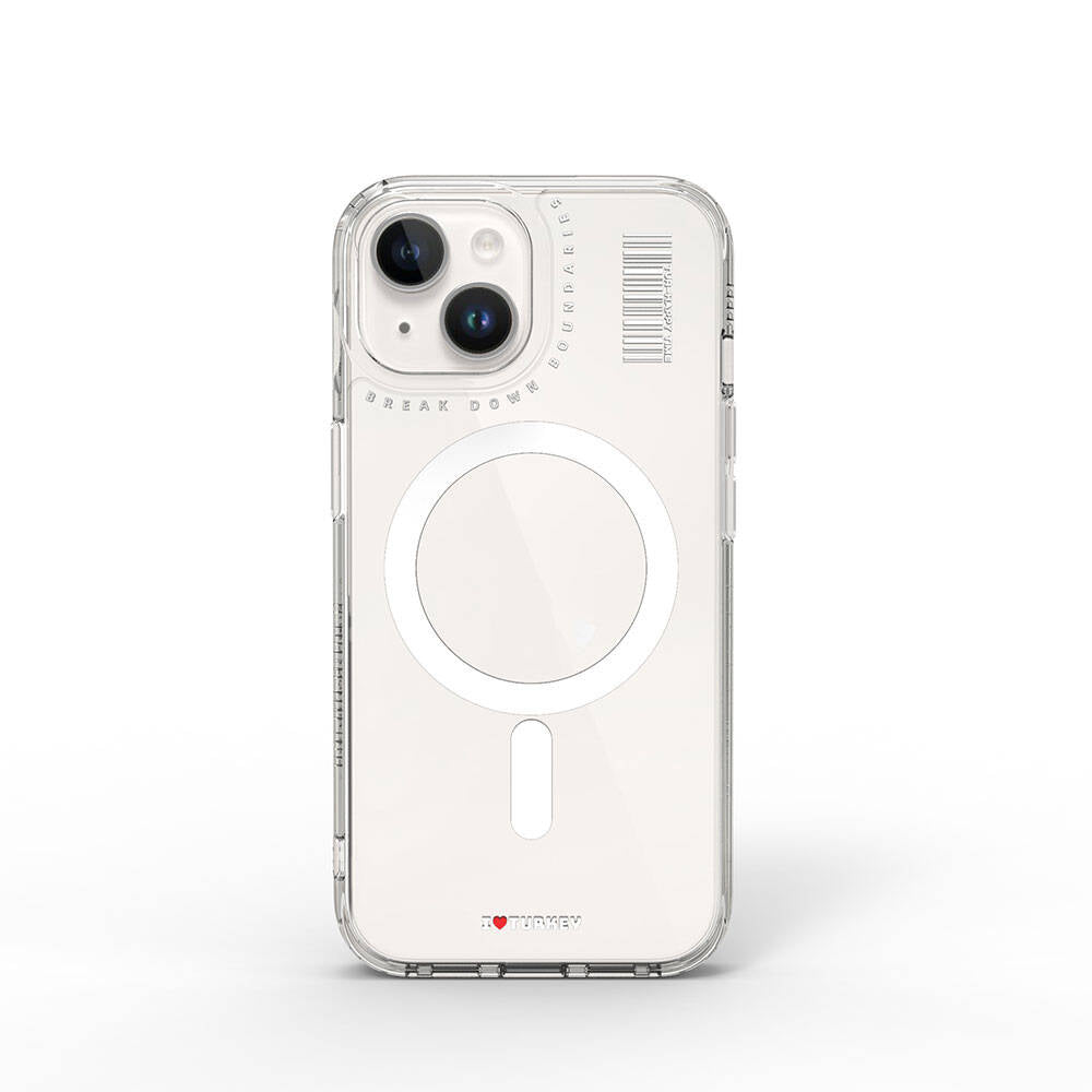 iPhone 15 Kılıf Magsafe Şarj Özellikli Şeffaf Transparan Wiwu Turkey D Serisi Kılıf Renksiz