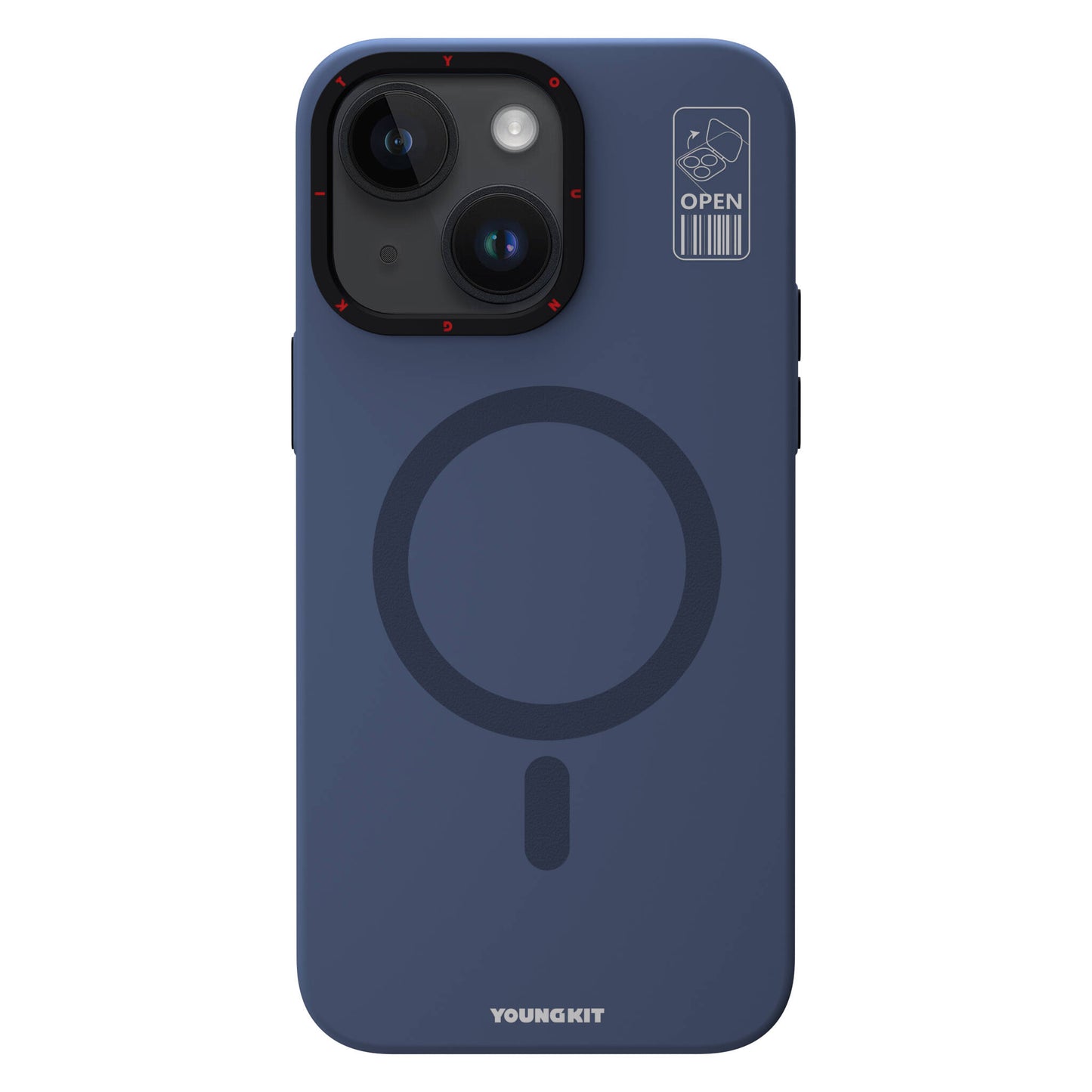 iPhone 15 Kılıf Magsafe Şarj Özellikli Standlı YoungKit Hermit Bracket Serisi Kılıf Mavi