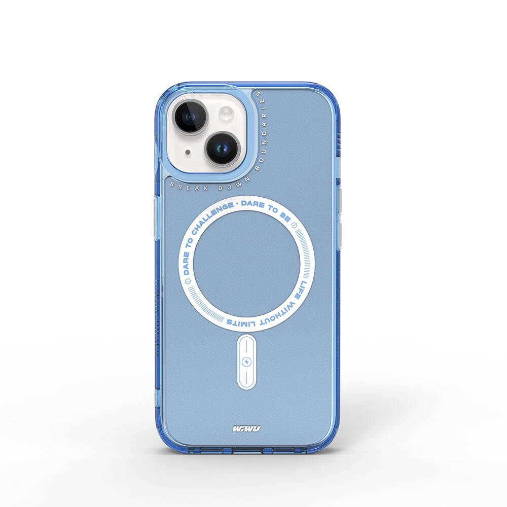 iPhone 15 Kılıf Magsafe Şarj Özellikli Wiwu Basic Color J Serisi Kılıf Mavi