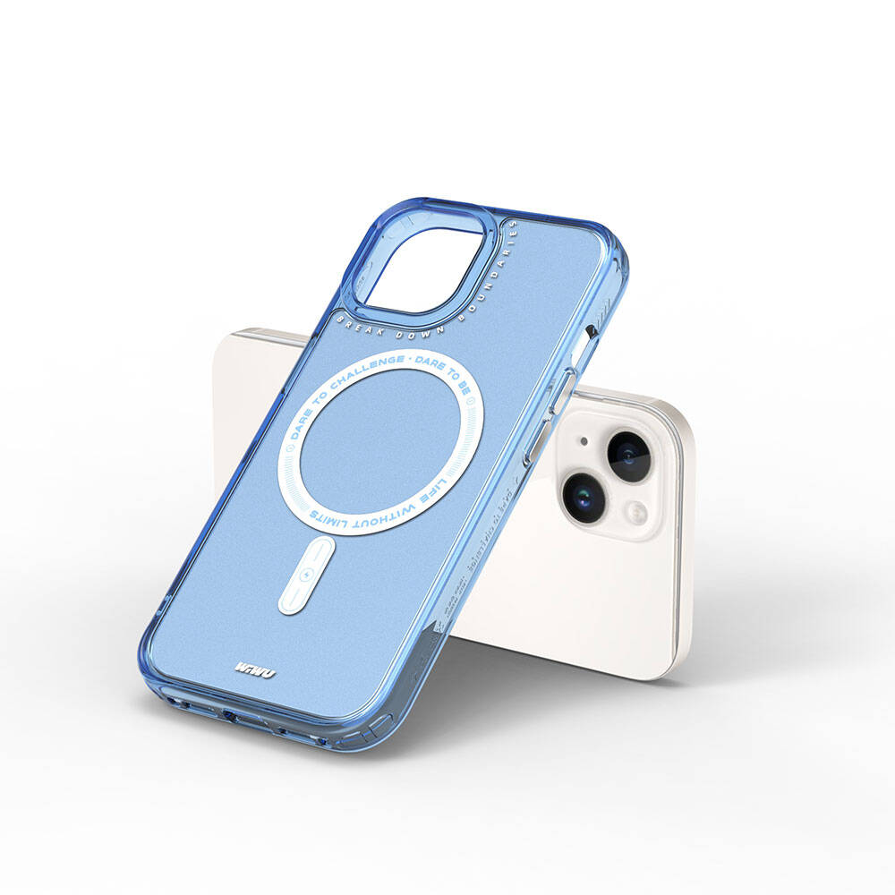 iPhone 15 Kılıf Magsafe Şarj Özellikli Wiwu Basic Color J Serisi Kılıf Mavi