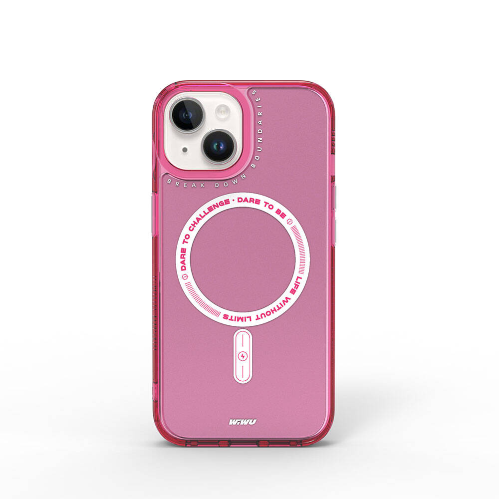 iPhone 15 Kılıf Magsafe Şarj Özellikli Wiwu Basic Color J Serisi Kılıf Pembe Koyu