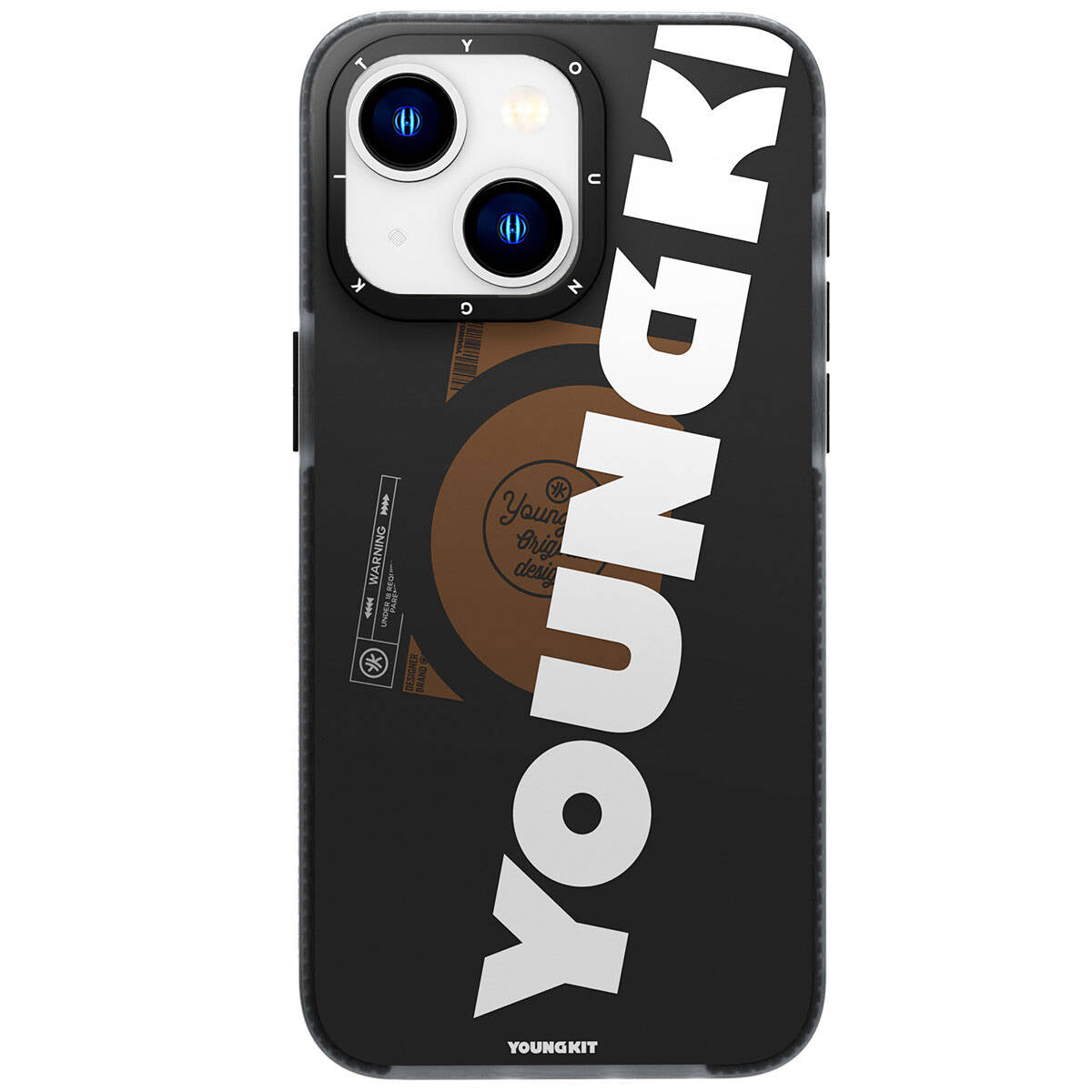 iPhone 15 Kılıf Magsafe Şarj Özellikli Youngkit Binfen Serisi Yazı Temalı Kılıf Siyah
