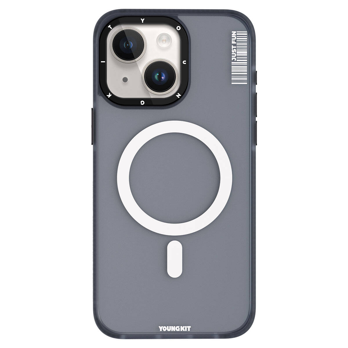 iPhone 15 Kılıf Magsafe Şarj Özellikli Youngkit Colored Sand Serisi Kılıf Siyah