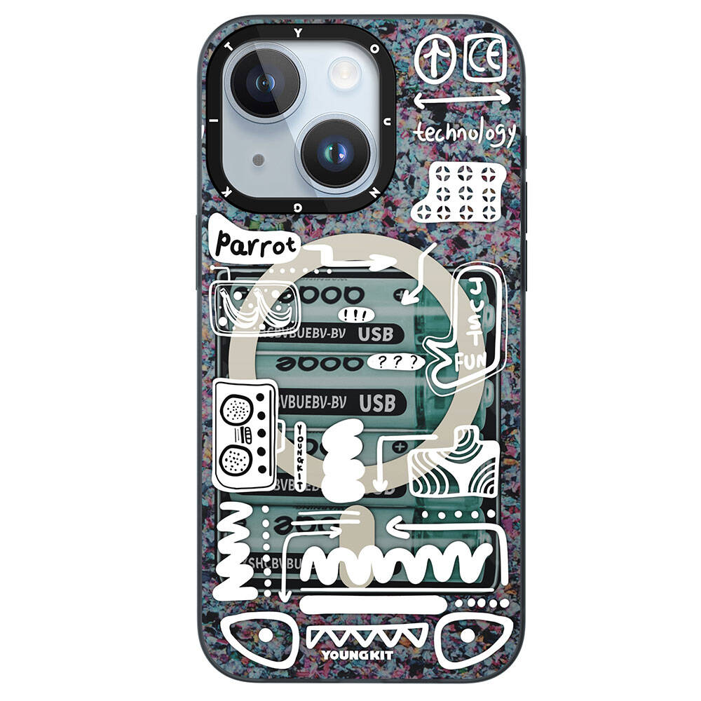 iPhone 15 Kılıf Magsafe Şarj Özellikli Youngkit Dark Matter Serisi Kılıf Siyah