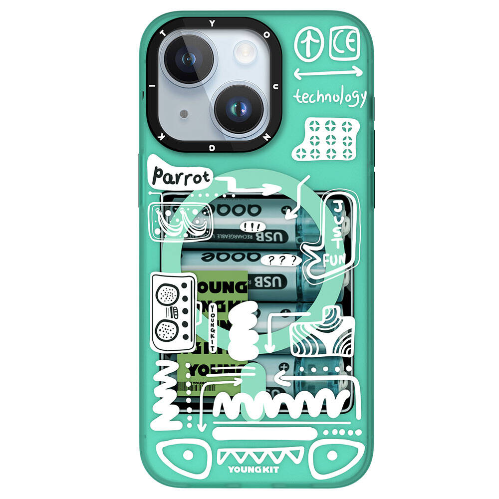 iPhone 15 Kılıf Magsafe Şarj Özellikli Youngkit Dark Matter Serisi Kılıf Turkuaz