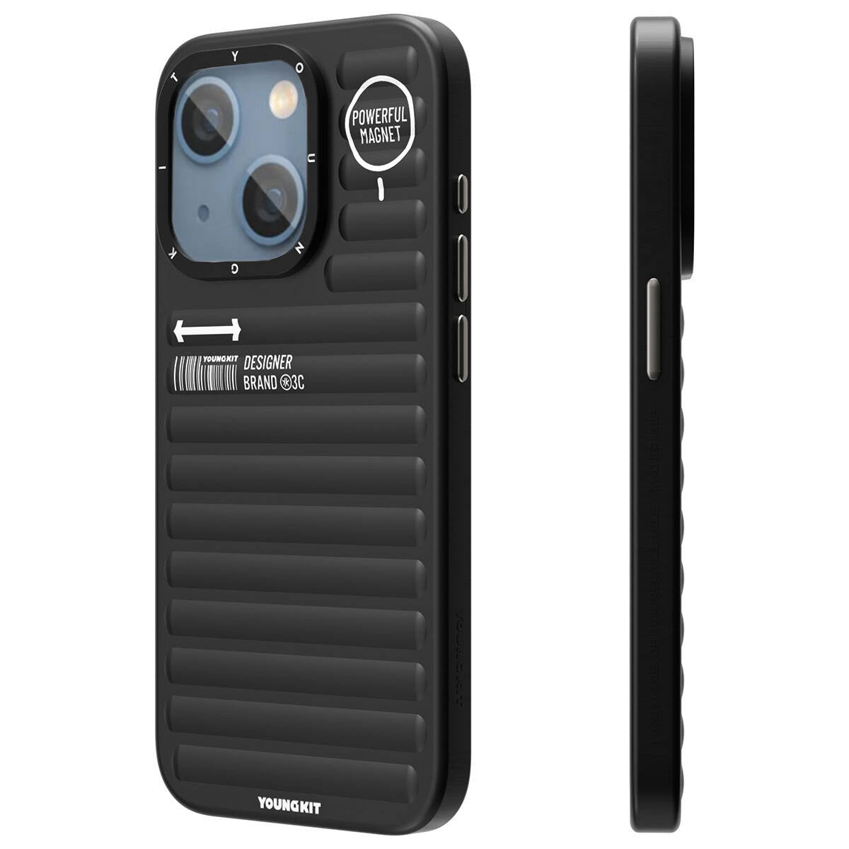 iPhone 15 Kılıf Mat Renkli Tasarım YoungKit Original Serisi Kılıf Siyah