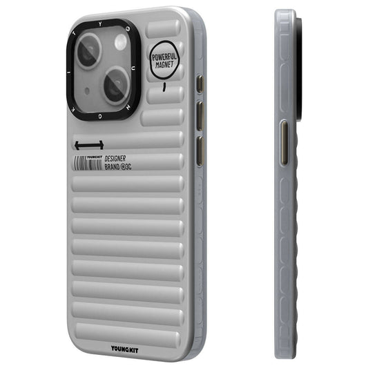 iPhone 15 Kılıf Mat Renkli Tasarım YoungKit Original Serisi Kılıf Gümüş