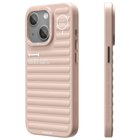 iPhone 15 Kılıf Mat Renkli Tasarım YoungKit Original Serisi Kılıf Pembe
