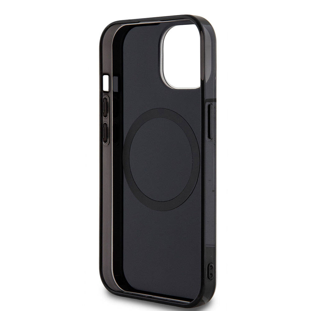 iPhone 15 Kılıf Mercedes Benz Orjinal Lisanslı Magsafe Şarj Özellikli Çift Katmanlı Paralel Çizgi Desenli Kılıf Beyaz