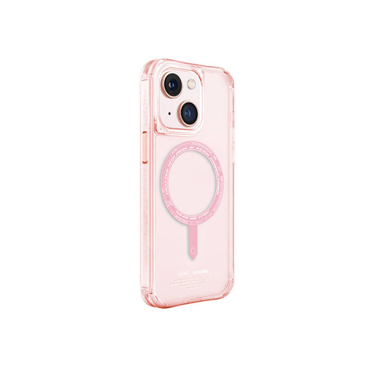 iPhone 15 Kılıf SkinArma Şeffaf Airbag Tasarımlı Magsafe Şarj Özellikli Saido Kılıf Pembe Açık