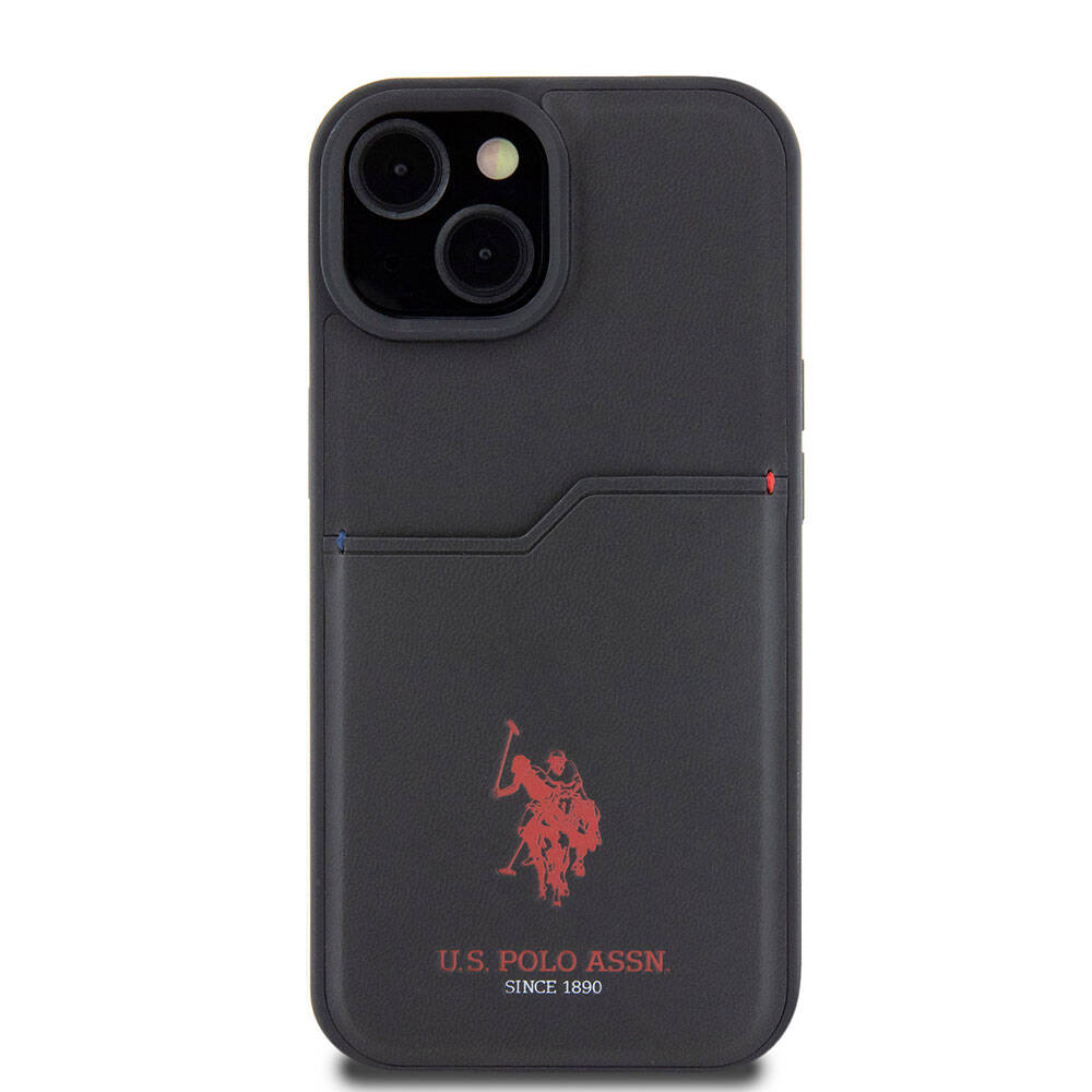 iPhone 15 Kılıf U.S. Polo Assn. Orjinal Lisanslı Baskı Logolu PU Kartlıklı Kılıf Lacivert