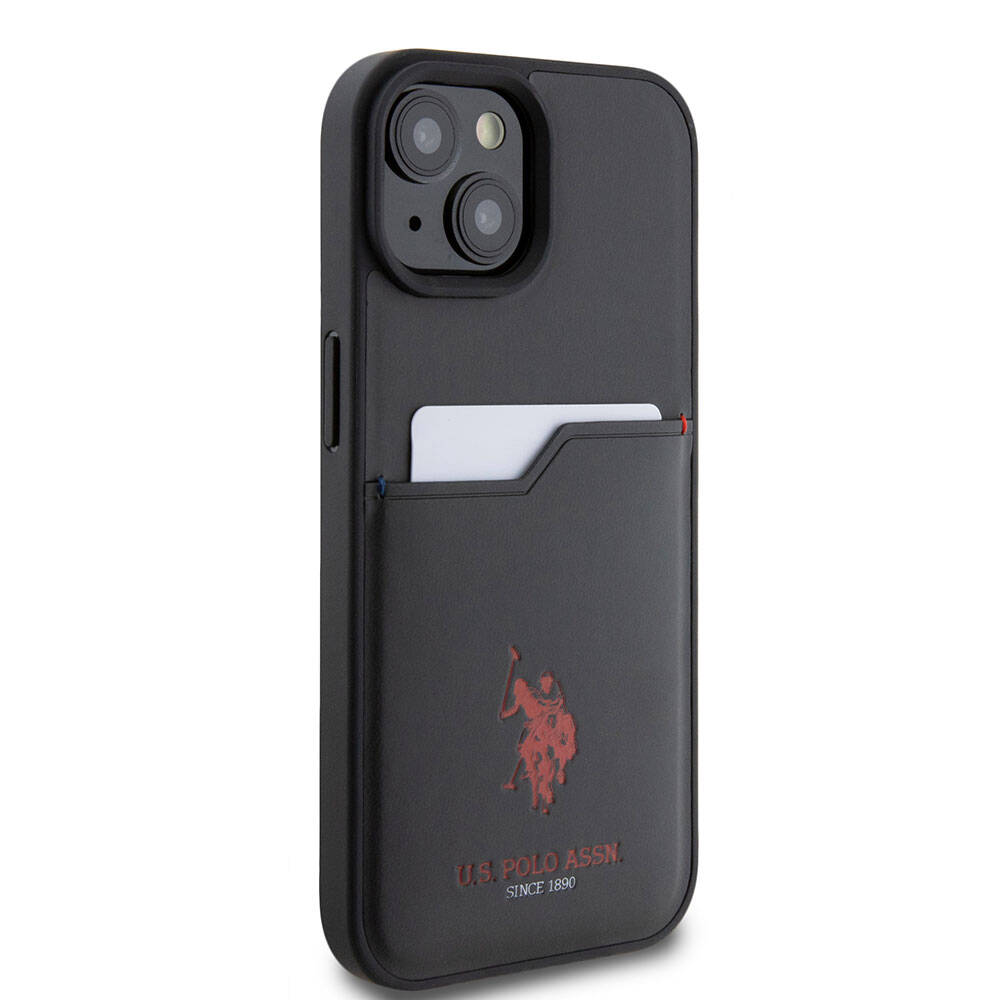 iPhone 15 Kılıf U.S. Polo Assn. Orjinal Lisanslı Baskı Logolu PU Kartlıklı Kılıf Lacivert