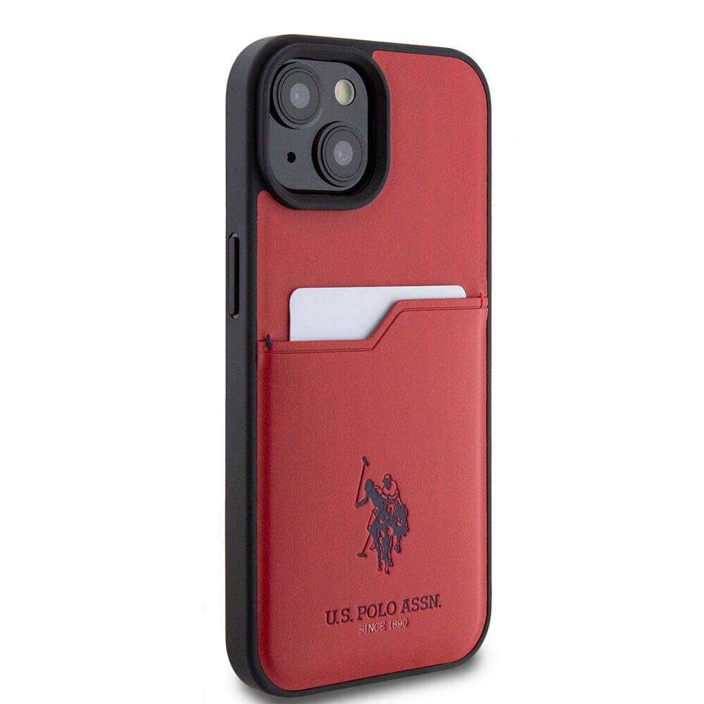 iPhone 15 Kılıf U.S. Polo Assn. Orjinal Lisanslı Baskı Logolu PU Kartlıklı Kılıf Mavi