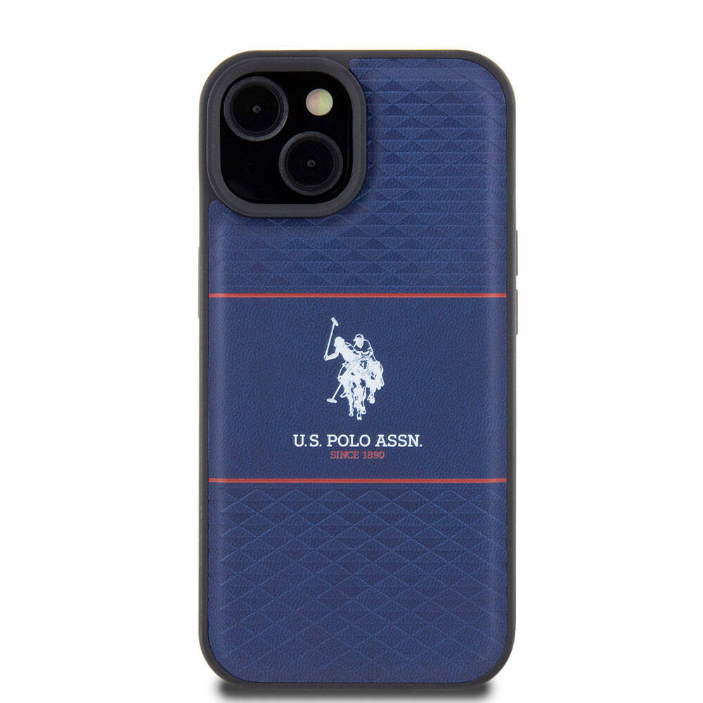 iPhone 15 Kılıf U.S. Polo Assn. Orjinal Lisanslı Deri Şeritli Logo Dizayn Kılıf Siyah