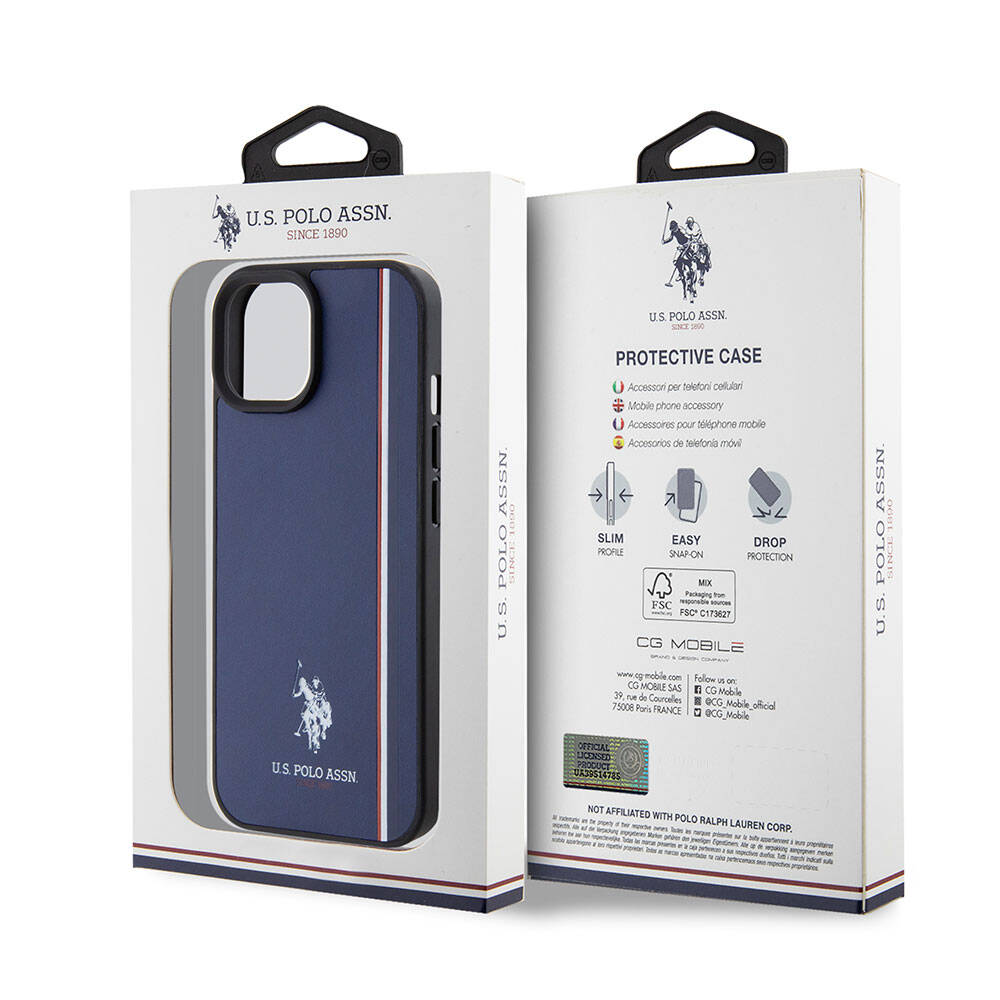 iPhone 15 Kılıf U.S. Polo Assn. Orjinal Lisanslı Üç Renk Şerit Tasarımlı Baskı Logolu Kılıf Beyaz