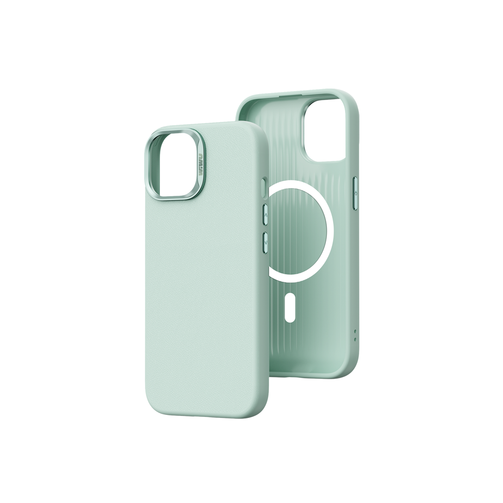 iPhone 15 Kılıf Wiwu SP-019 Magsafe Şarj Özellikli Vegan Leather Deri Kılıf Yeşil