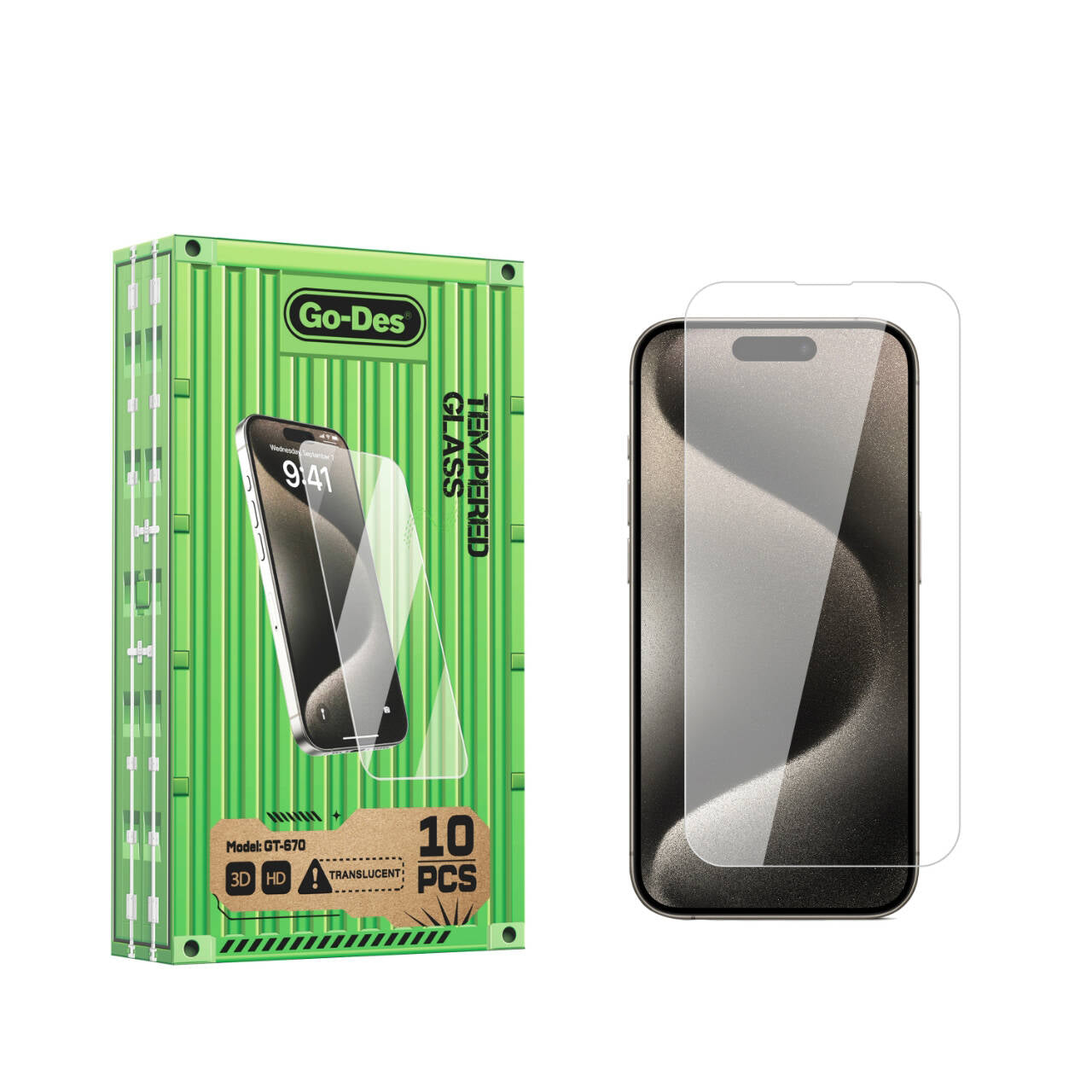 iPhone 15 Plus Go Des Parmak İzi Bırakmayan 9H Oleofobik Bom Glass Ekran Koruyucu 10'lu Paket Renksiz
