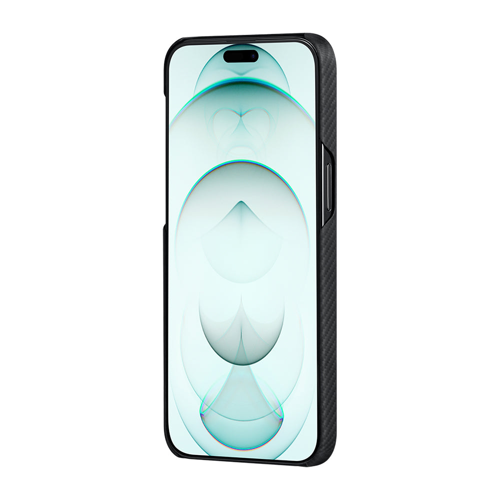 iPhone 15 Plus Kılıf Magsafe Şarj Özellikli 600D Aramid Fiber Pitaka Ultra-Slim Classic Serisi Black-Grey Twill Kılıf Siyah-Gri