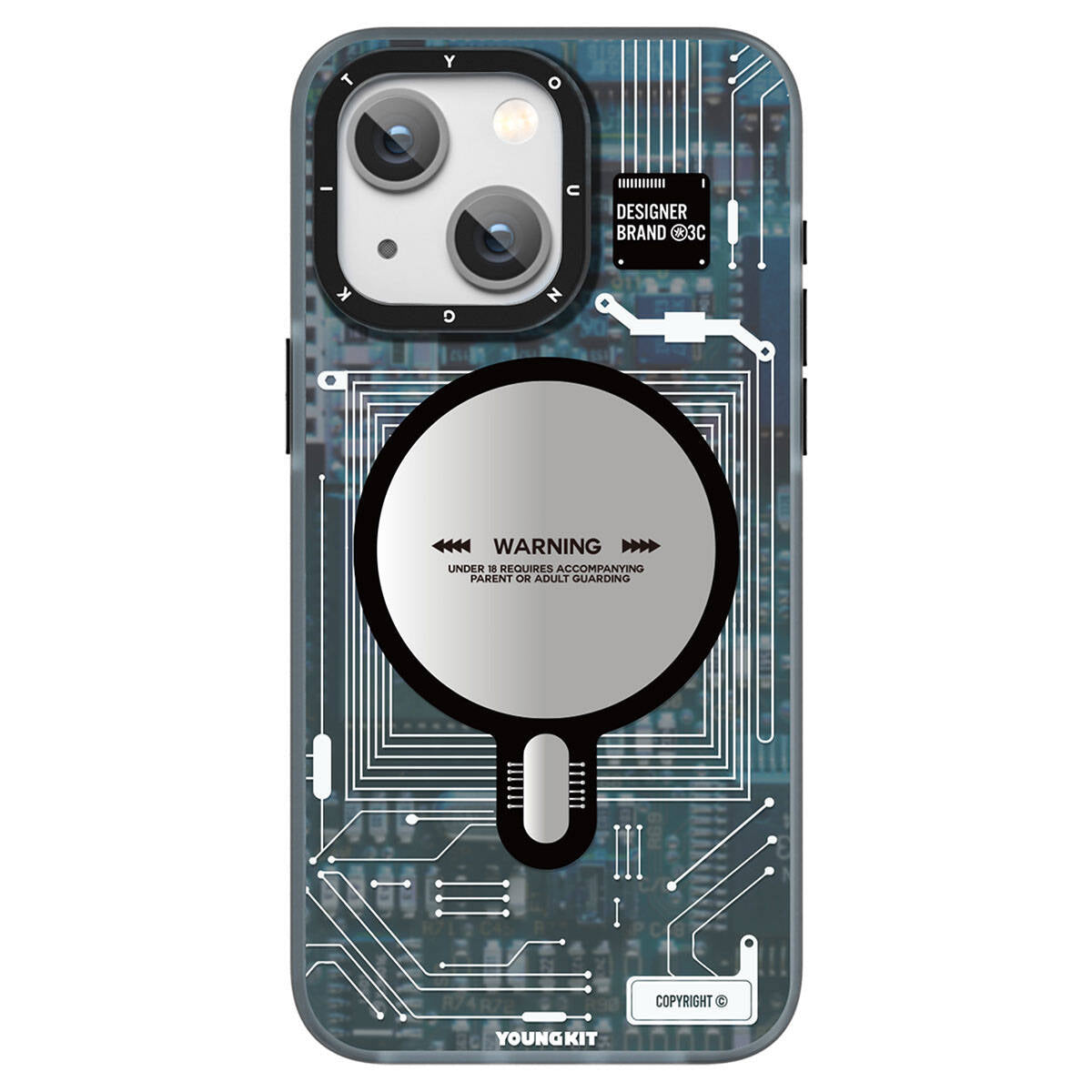 iPhone 15 Plus Kılıf Magsafe Şarj Özellikli YoungKit Technology Serisi Kılıf Mavi