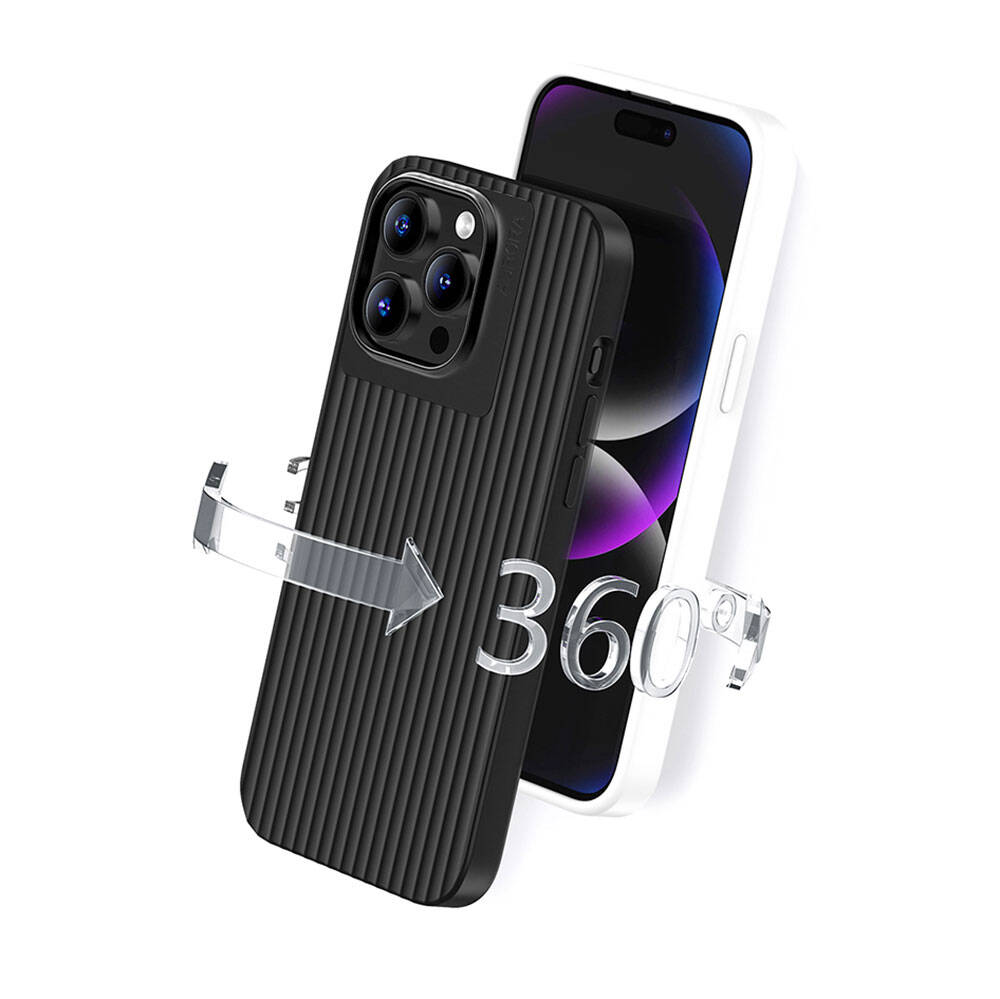 iPhone 15 Plus Kılıf Recci Aurora Serisi Magsafe Şarj Özellikli Kılıf Siyah