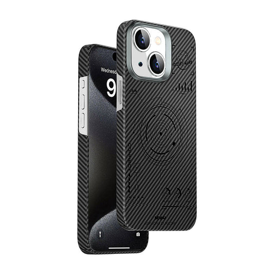 iPhone 15 Plus Kılıf Wiwu HHX-016 Karbon Fiber 600D Mars Kevlar Kılıf Siyah