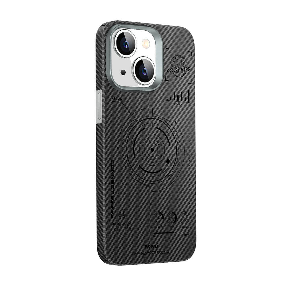iPhone 15 Plus Kılıf Wiwu HHX-016 Karbon Fiber 600D Mars Kevlar Kılıf Siyah