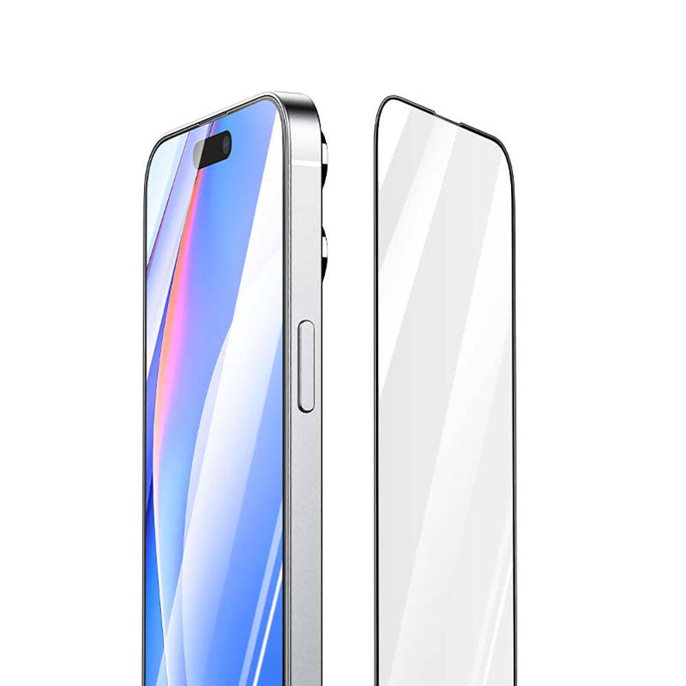 iPhone 15 Plus Recci RSP-A03SD 3D HD Full Transparan Temperli Cam Ekran Koruyucu Siyah