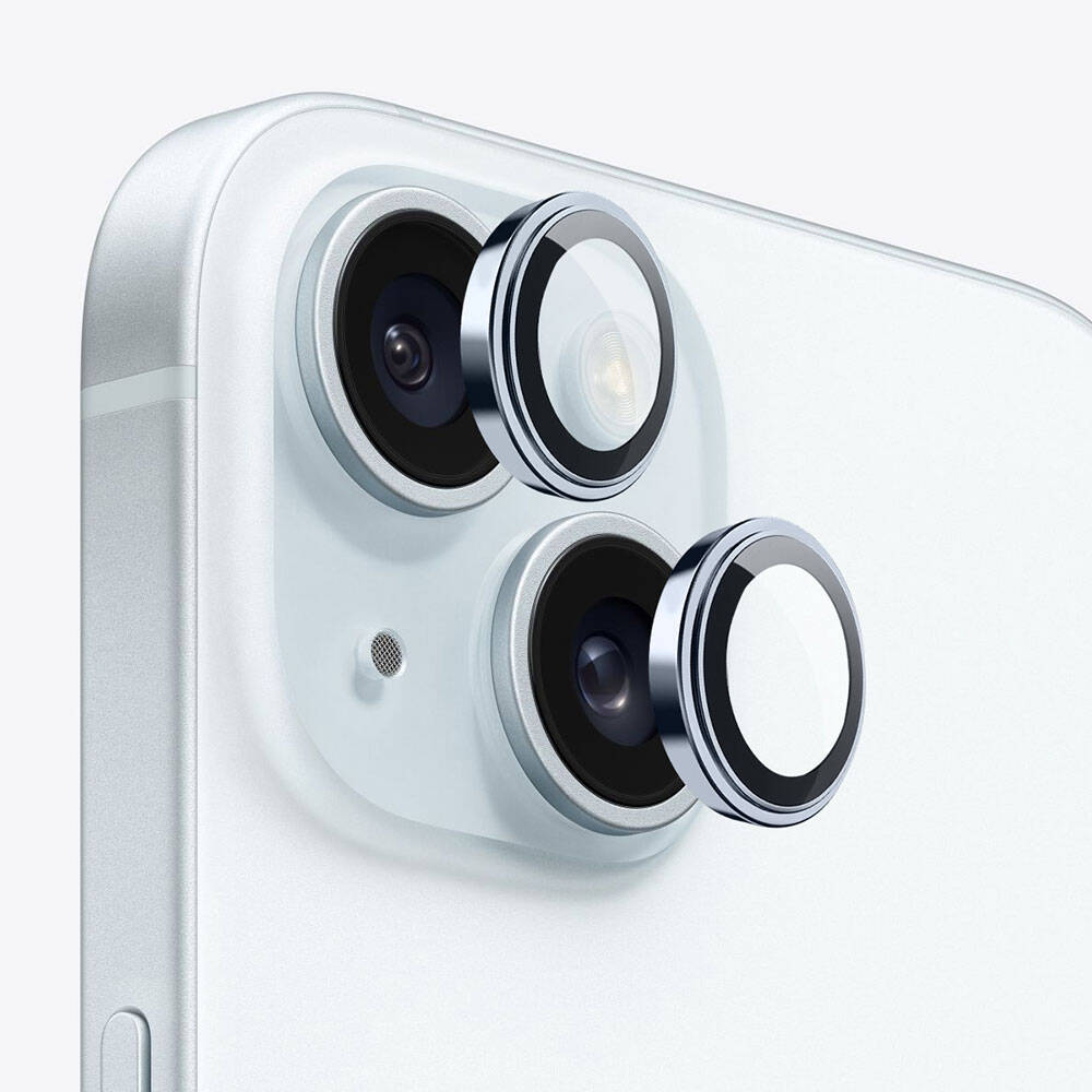 iPhone 15 Plus Wiwu Lens Guard Metal Kamera Lens Koruyucu Mavi Açık