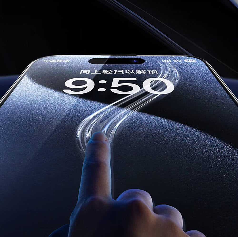 iPhone 15 Plus Wiwu SQ-008 Oleofobik Easy Install Darbeye Karşı Dayanıklı Temperli Cam Ekran Koruyucu + Kolay Uygulama Aparatlı Siyah