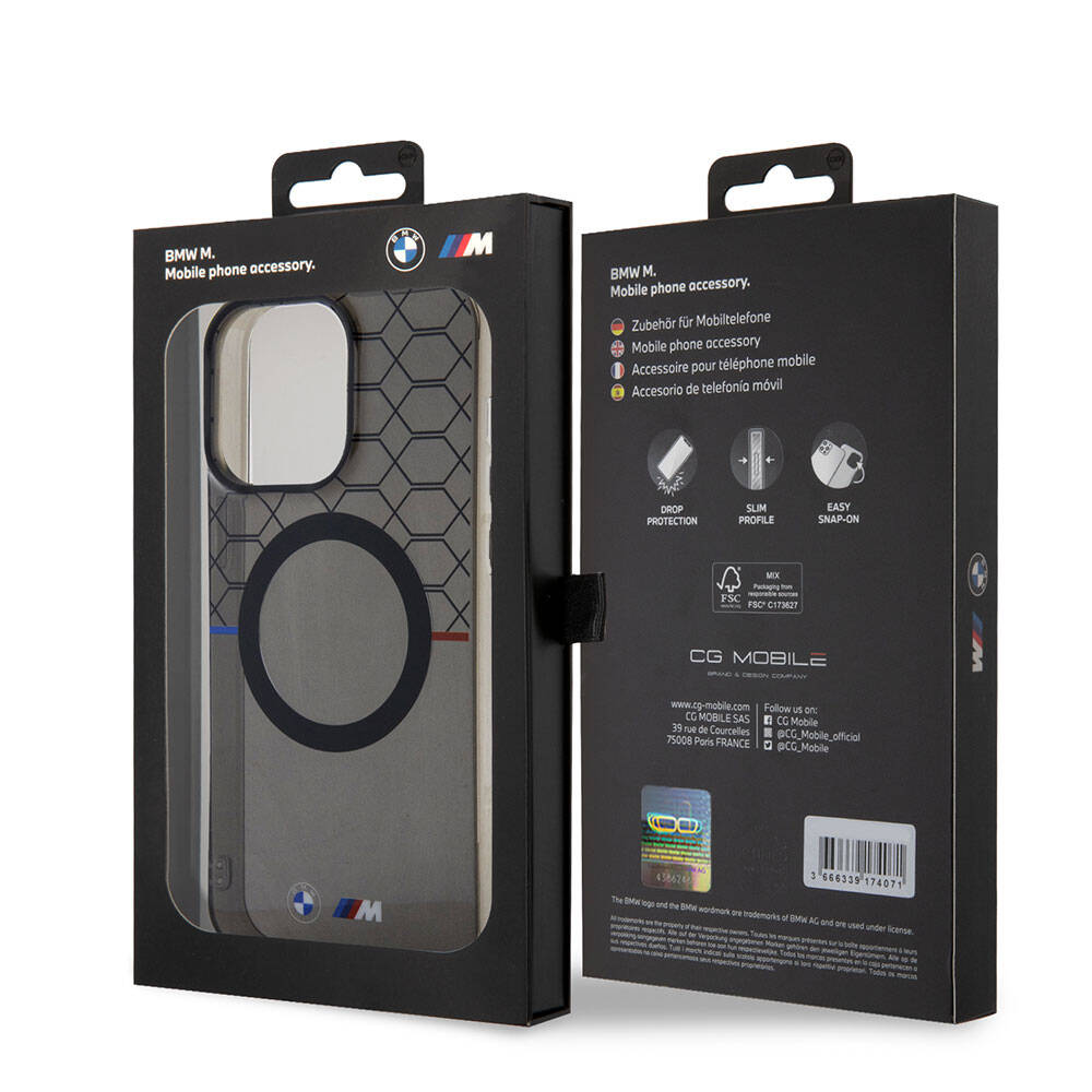 iPhone 15 Pro Kılıf BMW Magsafe Şarj Özellikli Transparan M Dizayn Orjinal Lisanslı Kılıf Gri