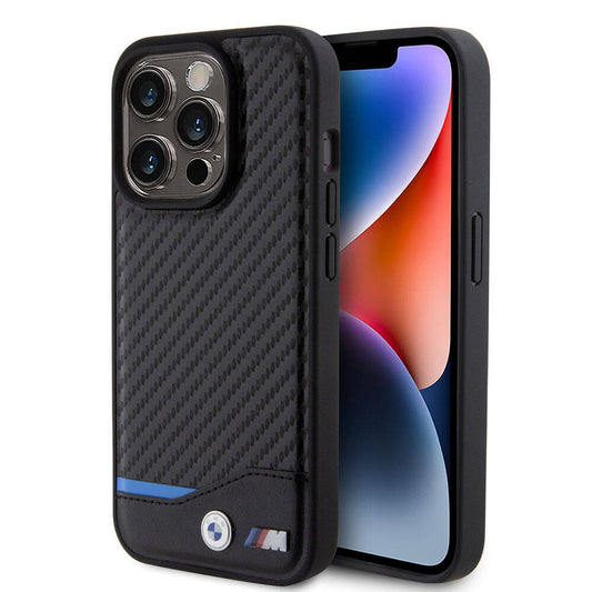 iPhone 15 Pro Kılıf BMW Orjinal Lisanslı Magsafe Şarj Özellikli M Logolu PU Karbon Kılıf Siyah