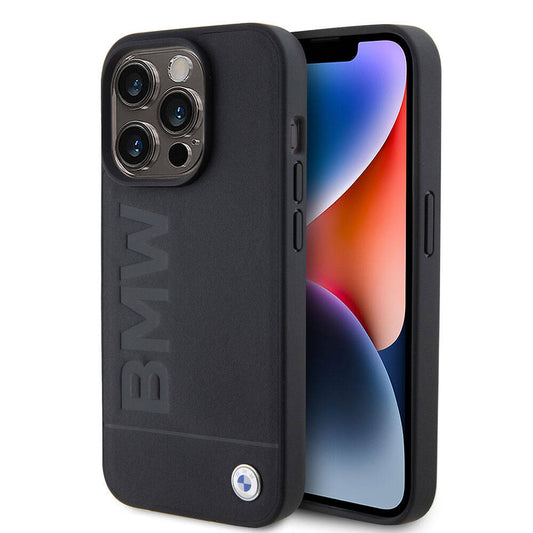 Apple iPhone 15 Pro Kılıf BMW Orjinal Lisanslı M-safe Şarj Özellikli Sıcak Damga Logolu Deri Kapak