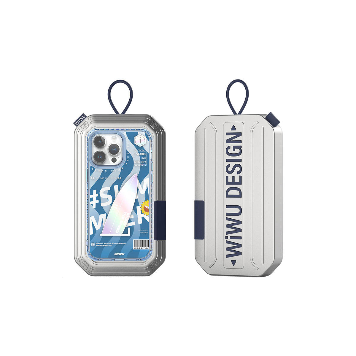 iPhone 15 Pro Kılıf Çift Katman Desenli Wiwu Summer Serisi Kılıf Pembe